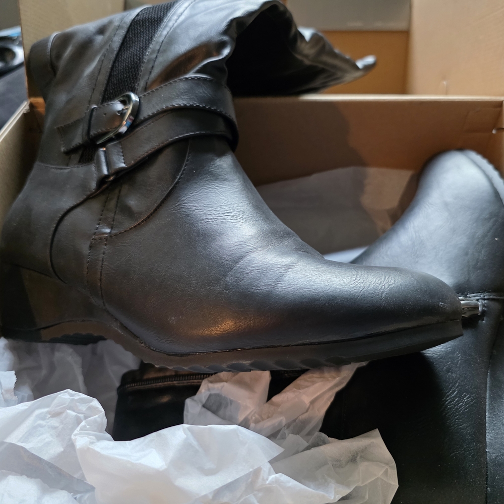 Cloudwalkers Black Ankle Boots with Strap Detail